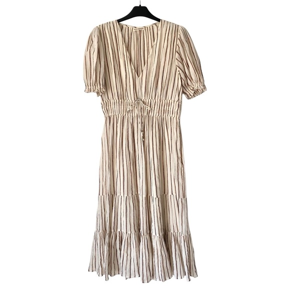 Ulla Johnson Zaria Lurex Metallic Stripe Cream Dress size 8 - Picture 2 of 9